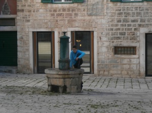 This was the first city water pipe in Sibenik. There used to be six of them scattered around the city.  This one still works.